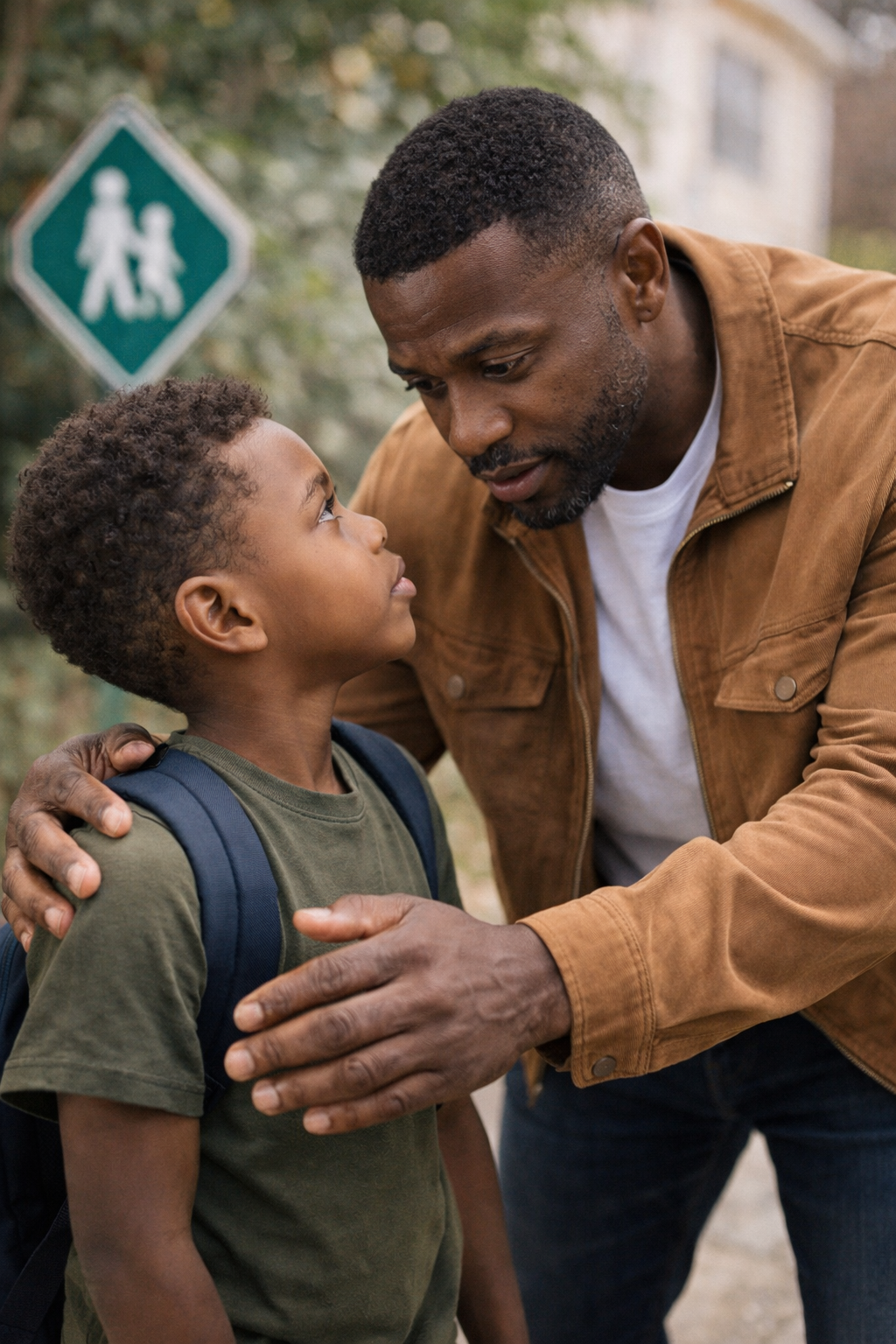 Parent africain noir protégeant son enfant